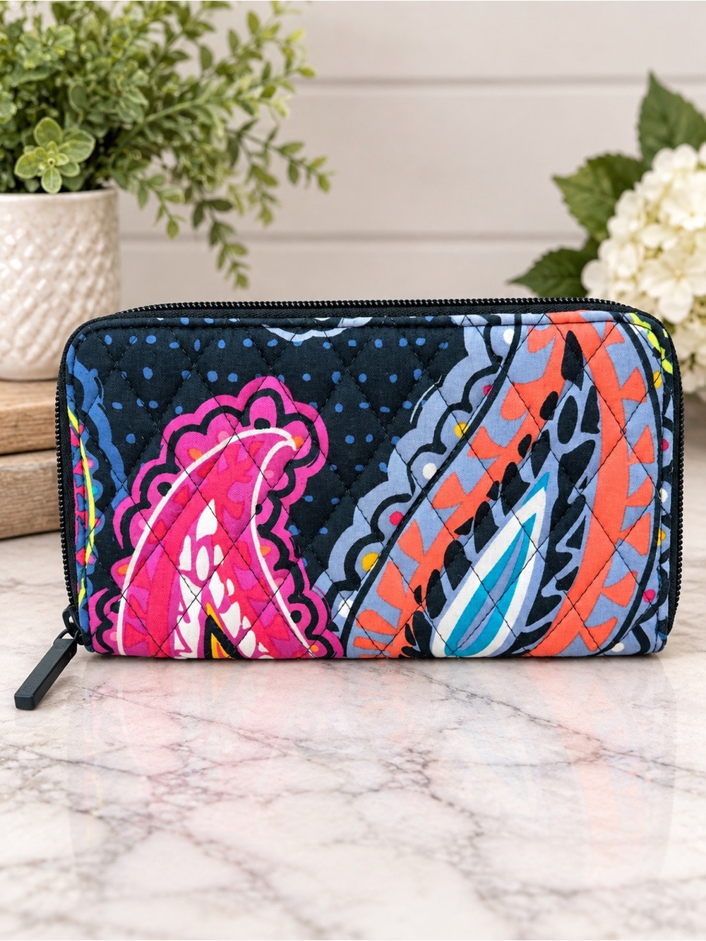 Vera Bradley Quilted Zip Wallet - Twilight Paisley